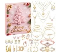 Calendrier de l'Avent 2025 pour filles, 24 jours avec bijoux à faire soi-même, calendrier de l'Avent avec bague, bracelet, collier, cadeaux d'anniversaire pour filles, femmes, enfants