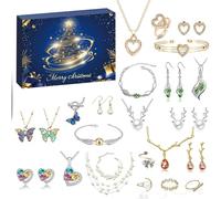 Calendrier de l'Avent 2025 pour filles, calendrier de l'Avent 24 jours à faire soi-même, kit de compte à rebours de Noël, bracelet, bague, collier avec pendentif, cadeau surprise pour fête
