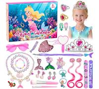 Calendrier de l'Avent 2025 pour filles - Coffret surprise pour filles - Sirène - Princesse sirène - Accessoires de bijoux - Compte à rebours - Cadeaux de Noël