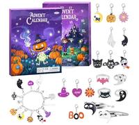 Calendrier de l'Avent 2025 pour Halloween, bracelet à breloques, 24 jours à faire soi-même, bijoux de l'Avent pendentifs, bagues, bracelets, colliers, cadeaux surprise pour filles et femmes (violet)