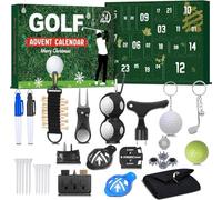 Calendrier de l'Avent 2025 pour homme - 24 jours - Avec accessoires de golf, y compris balles de golf, marqueur de balle, compteur de scores, cadeaux de Noël pour père, mari ou petit ami (vert)