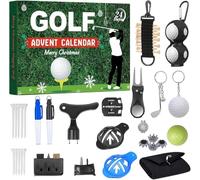 Calendrier de l'Avent 2025 pour homme, 24 jours avec accessoires de golf, y compris balles de golf, marqueur de balle, compteur de scores, cadeaux de Noël pour père, mari, petit ami (vert)