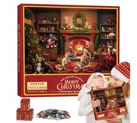 Calendrier de l'Avent 2025 | Puzzle de 24 Jours pour Compter Jusqu'à Noël | Jouet Interactif Amusant pour Voyages Scolaires ou Routiers | Activité Saisonnière Familiale