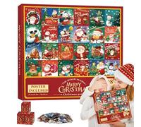 Calendrier de l'Avent 2025 | Puzzle de Noël 24 Jours Calendrier Compte à Rebours - Jouet Interactif Amusant pour Voyage Route et Salle de Classe pendant les Fêtes