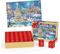 Calendrier de l'Avent 2025 - Puzzle de Noël - Père Noël - 1008 pièces - Cadeaux de Noël pour adultes et enfants - 24 boîtes de puzzles pour compte à rebours jusqu'à Noël