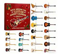 Calendrier de l'Avent 2025 Rock Around the Guitar - Calendrier de Noël de 24 jours avec 24 mini décorations de guitare, objet de collection rock and roll, cadeaux pour collectionneurs de musique