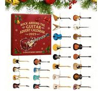 Calendrier de l'Avent 2025 Rock Around the Guitar - Compte à rebours de 24 jours de Noël avec mini décorations en acrylique 2D en 2D - Cadeaux de vacances uniques à collectionner pour guitaristes