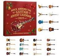 Calendrier de l'Avent 2025 Rock Around The Guitar Legends - Transforme Noël en un compte à rebours musical, 24 guitares légendaires cachées derrière 24 petites portes, cadeau pour les amateurs de