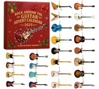 Calendrier de l'Avent 2025 Rock Around the Guitare - compte à rebours de Noël de 24 jours - Avec 24 mini ornements de guitare, compte à rebours quotidien - cadeau de vacances Rock and Roll pour musici