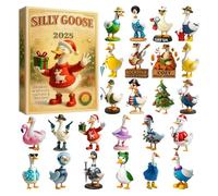 Calendrier de l'Avent 2025 Silly Gooses - Calendrier de 24 jours avec de jolies oies - Figurines de collection amusantes en acrylique 2D pour amis et décoration de Noël