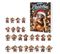 Calendrier De L'avent 2025 Singe Ornements De Sapin - 24 Pièces Pendentif Singe de Noël 2D en Acrylique - Décoration pour Voiture Bureau Chambre Fêtes Anniversaire