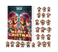 Calendrier De L'avent 2025 Singe Ornements De Sapin - 24 Pièces Singe Mignon Ornement Arbre De Noël 2D - Décoration pour Voiture Bureau Chambre Fêtes Anniversaire