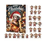 Calendrier De L'avent 2025 Singe Suspension Arbre De Noël,24 Pièces Singe Mignon Ornement Arbre De Noël 2D - Décoration pour Voiture Bureau Chambre Fêtes Anniversaire