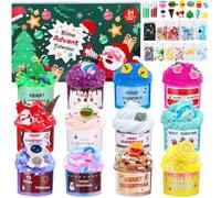 Calendrier de l'Avent 2025 Slime Enfant, Kit 24 Jours de Surprises avec Slime Fluffy