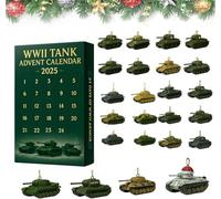 Calendrier de l'Avent 2025 sur 24 jours avec 24 décorations emblématiques de la Seconde Guerre mondiale, calendrier de l'Avent 2025, compte à rebours surprise pour les amateurs d'histoire (vert)