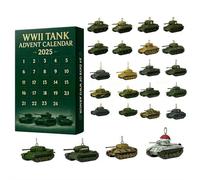 Calendrier de l'Avent 2025 sur 24 jours avec décorations de réservoir de la Seconde Guerre mondiale 24 icônes, calendrier de l'Avent 2025, design acrylique 2D, pour collectionneurs de modèles