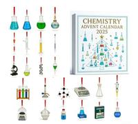 Calendrier de l'Avent 2025 sur le thème de la chimie avec porte-clés en acrylique, ensemble scientifique pour les amateurs de chimie et les étudiants