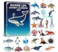 Calendrier De L'Avent 2025 Sur Le Thème De La Vie Marine, 24 Décorations D'animaux Marins Pour Sapin De Noël, Calendrier De Compte À Rebours Des Fêtes Sur Le Thème De La Vie Marine,1Pcs