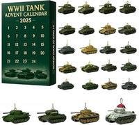 Calendrier De L'Avent 2025 Sur Le Thème Des Chars De La Seconde Guerre Mondiale, Compte À Rebours De Noël De 24 Jours Avec 24 Décorations De Chars De La Seconde Guerre Mondiale,1Pcs