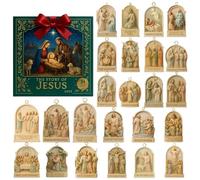 Calendrier de l'Avent 2025 The Story Of Jesus, 24 jours à collectionner avec pendentif Jésus pour les vacances, pendentif religieux chrétien en acrylique, calendrier de Noël pour les croyants