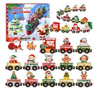 Calendrier de l'Avent 2025 Train magnétique en bois pour enfants,calendrier de l'Avent de Noël de 24 jours avec train magnétique,jouet Montessori cadeau de Noël pour les tout-petits,garçons et filles