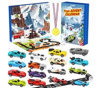 Calendrier de l'Avent 2025, voitures à tirer pour enfants, jouet de course de voitures de sport, calendrier de Noël sur 24 jours, cadeau pour garçons et filles de 3 à 12 ans