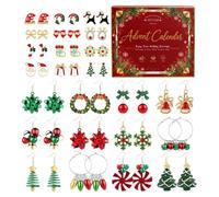 Calendrier de l'Avent 2026, 24 boucles d'oreilles de compte à rebours, cadeau de Noël pour adultes, décoration de Noël en plein air à utiliser comme décoration de table et lumière de jardin