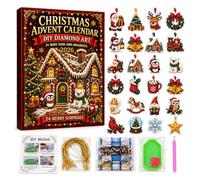 Calendrier de l'Avent 2026, 24 décorations de Noël，Pingüino | Ouvrez un projet par jour et créez 24 décorations en diamant étincelantes pour votre sapin de Noël, cadeaux et décoration de