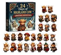 Calendrier de l'Avent 2026 24 jours de vache des Highlands 3D | Calendrier de l'Avent mignon de ferme avec compte à rebours de Noël, mini figurines à collectionner pour décorations de Noël