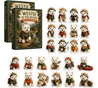 Calendrier de l'Avent 2026 24 jours de Westies, 2D en acrylique motif chien | Lot de 24 mini décorations de Noël, 24 jours de décorations de Westie blanches, calendrier du compte à rebours de Noël