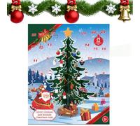 Calendrier de l'Avent 2026, 24 jours en bois, compte à rebours (35 cm) | Sapin de Noël en bois à faire soi-même avec lumières LED colorées et 24 ornements, base en croix robuste