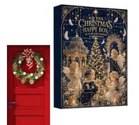 Calendrier de l'Avent 2026 24 Jours Scène Enneigée Déco Acrylique 2D | Calendrier de Noël pour Maison Arbre Fenêtre Mur Cheminée Miroir Guirlande Fête