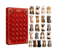 Calendrier de l'Avent 2026, 2D en acrylique avec pendentifs en forme de chats, calendrier de l'Avent pour arbres de Noël, fenêtre, porte, voitures, porte-clés, décoration saisonnière de la maison, E