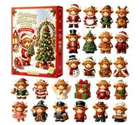 Calendrier de l'Avent 2026 3D Vache des Highlands, 24 pièces, #C | Mini figurines de vache Highland à collectionner pour décoration d'arbre de Noël, joli calendrier de compte à rebours de