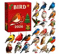 Calendrier de l'Avent 2026 avec 24 jours de Noël - Décoration 2D | Compte à rebours jusqu'à la décoration de Noël de 24 jours, y compris des jouets pour oiseaux de 24 jours