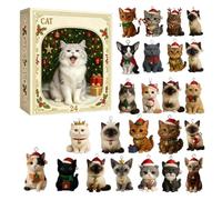 Calendrier de l'Avent 2026 avec 24 pendentifs en acrylique et réutilisable | 24 compartiments avec pendentifs chats en acrylique 2D pour le compte à rebours de Noël quotidien et plusieurs fois