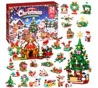 Calendrier de l'Avent 2026 avec blocs de construction de Noël | Boîtes surprise de compte à rebours de 24 jours avec 864 pièces, traîneaux, arbres de Noël, jouets créatifs cadeaux pour
