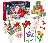 Calendrier de l'Avent 2026 avec bouquet de fleurs Botanicals, calendrier de Noël avec 24 fleurs artificielles, kit de construction de bouquet de fleurs, cadeaux de Noël, Saint-Valentin, cadeaux