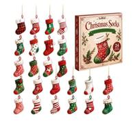 Calendrier de l'Avent 2026 avec compte à rebours jusqu'à Noël Pendentif | Décorations chaussettes Noël pour calendrier de l'Avent pour garçons filles ma