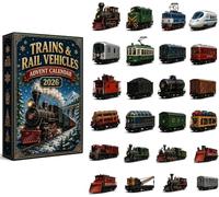Calendrier de l'Avent 2026 avec trains et véhicules ferroviaires, cadeaux | Calendrier de l'Avent 2026, 24 jours avec mini train et véhicules ferroviaires
