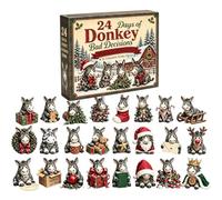 Calendrier de l'Avent 2026, calendrier de l'Avent 2D 24 jours d'ânes | Calendrier de compte à rebours de Noël, ornements d'animaux mignons amusants | Pour enfants, garçons, filles, fête de famille