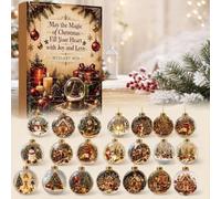 Calendrier de l'Avent 2026, calendrier de Noël 24 jours (globe) | Décorations à suspendre en acrylique avec 24 boîtes de l'Avent - Décoration festive pour femmes, hommes, garçons