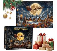 Calendrier de l'Avent 2026, compte à rebours de 24 jours, 1008 pièces | Profitez d'un compte à rebours festif de 24 jours avec 24 boîtes de puzzle et 1008 pièces, créant une scène de village de