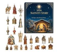 Calendrier de l'Avent 2026 en acrylique 2D pour Noël, naissance du Christ | Calendrier de l'Avent religieux 2026 en acrylique - 24 jours - Compte à rebours de Noël - Décoration d'intérieur