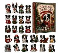 Calendrier de l'Avent 2026 en forme de chien 24 Dys 2D en acrylique | Calendrier de compte à rebours des vacances pour enfants et adultes Faily Friends Maison Appartement Salon Arbre Fenêtre