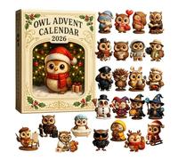 Calendrier de l'Avent 2026 en forme de chouette, calendrier de Noël de 24 | Calendrier de l'Avent 2026 en forme d'oiseau mignon pour adulte, figurine de chouettes fantaisie cadeau pour arbre, bureau