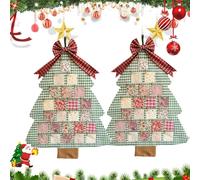 Calendrier De L'Avent 2026 En Tissu Pour Sapin De Noël - Calendrier De L'Avent Suspendu Fait Main En Patchwork Avec 24 Pochettes, Motif Sapin De Noël En Coton Pour Le Salon Et La Chambre (2Pcs)