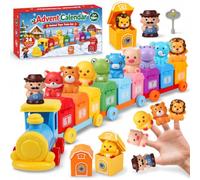 Calendrier de l'Avent 2026 Enfant, Train Jouet Montessori avec Animaux de La Ferme, Jeu Éducatif avec 24 Surprises pour Compter, Trier et Associer, Jouet Bébé Fille Garçon, Cadeau de Noël 1 2 3 4 Ans