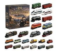 Calendrier de l'Avent 2026 Figurine plate en acrylique modèle de train | Compte à rebours de 24 jours de voitures pour adultes familles collectionneurs fêtes de Noël bureau