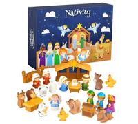Calendrier de l'Avent 2026 - Kit de compte à rebours de Noël de 25 jours | Ensemble d'histoires de Noël chrétiennes, jouets passionnants pour enfants de 1 à 6 ans, crèche de Noël festive